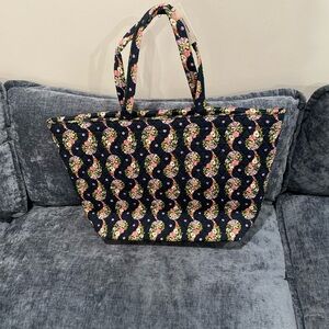 Vera Bradley Navy Quilted Floral Tote